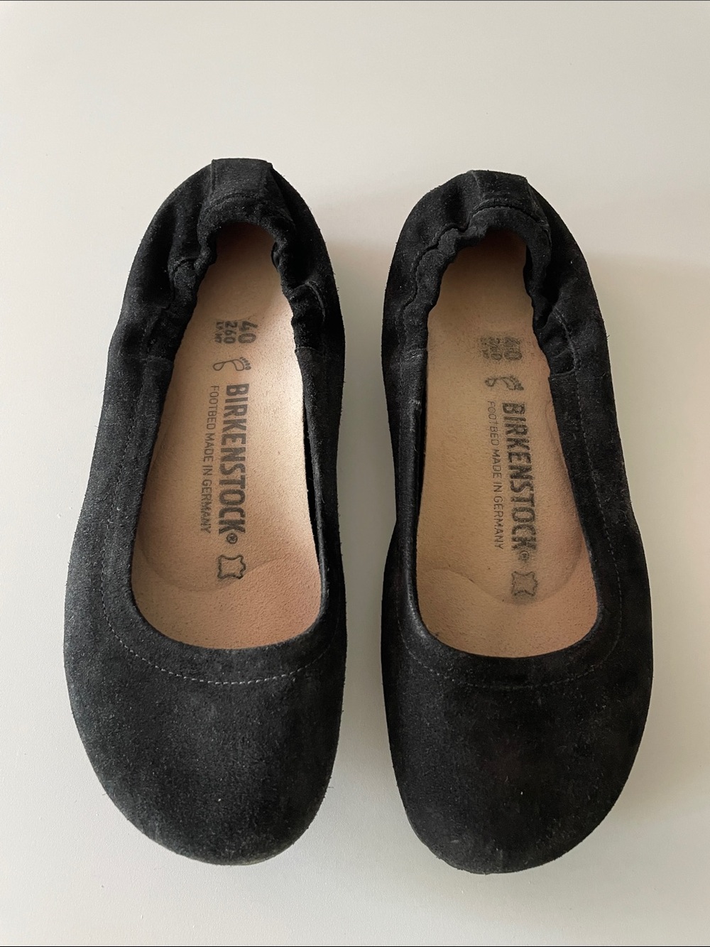 Birkenstock Black Suede Celina 1 Slip-On Ballet Flats 40 wide